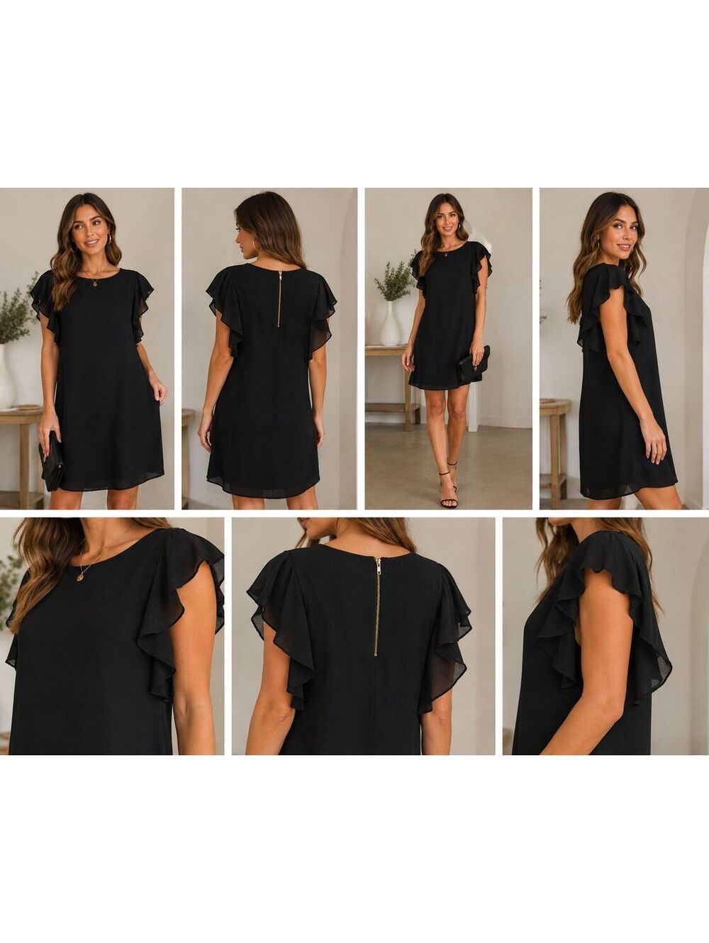 213. Umgee•Black Ruffle Sleeve Dress•SMALL